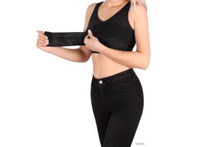 Woman wearing a surgical support bra.
